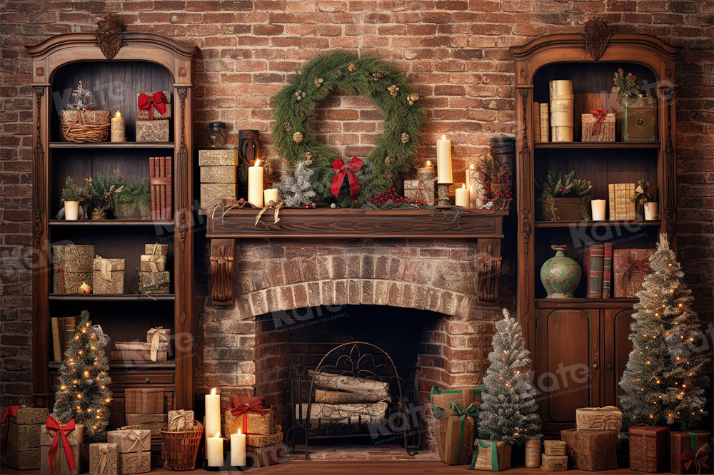 Kate Christmas Winter Brick Fireplace Backdrop for Photography - Kate Backdrop AU