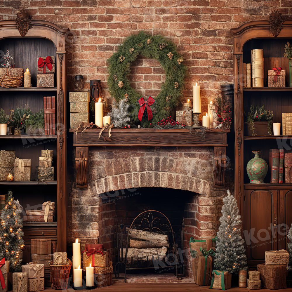 Kate Christmas Winter Brick Fireplace Backdrop for Photography - Kate Backdrop AU