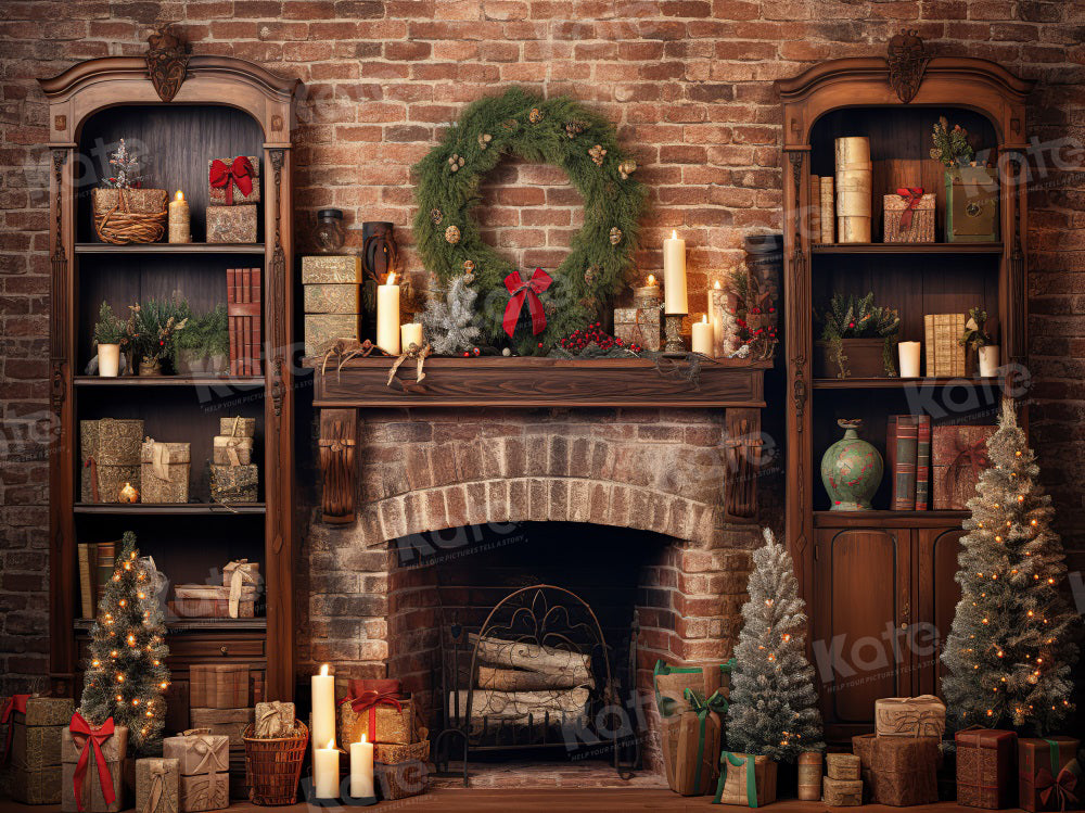 Kate Christmas Winter Brick Fireplace Backdrop for Photography - Kate Backdrop AU