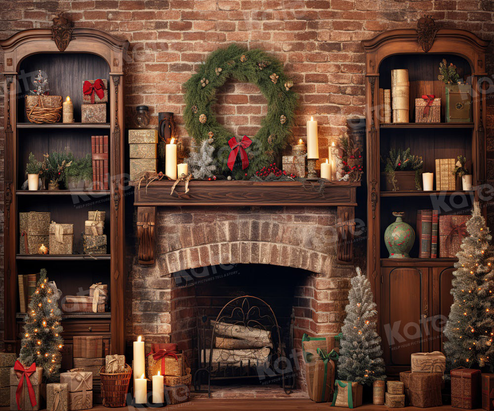 Kate Christmas Winter Brick Fireplace Backdrop for Photography - Kate Backdrop AU