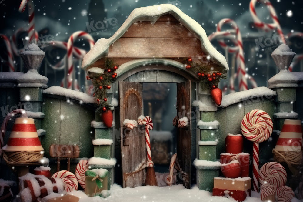 Kate Christmas Candy Winter Backdrop for Photography - Kate Backdrop AU