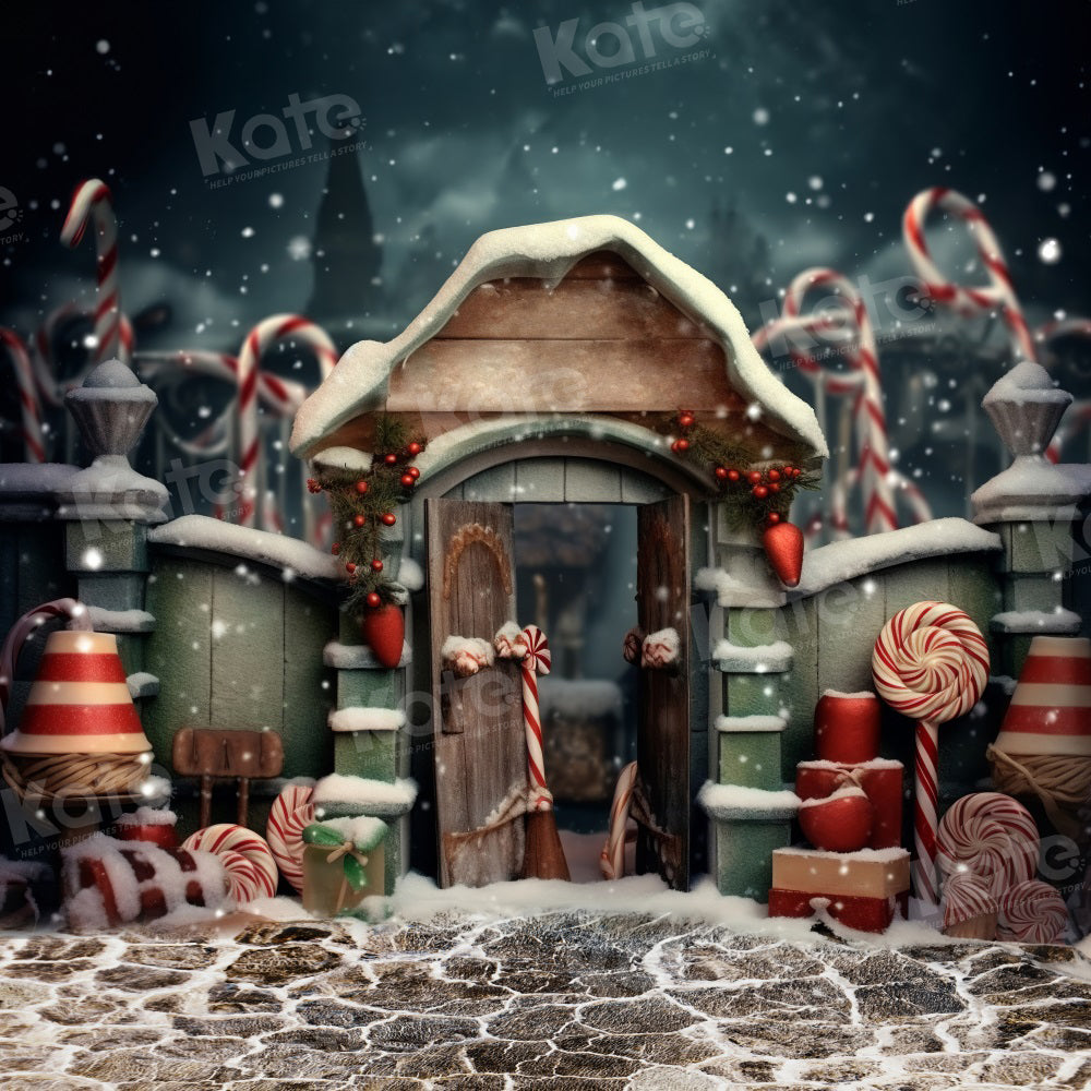 Kate Christmas Candy Winter Backdrop for Photography - Kate Backdrop AU