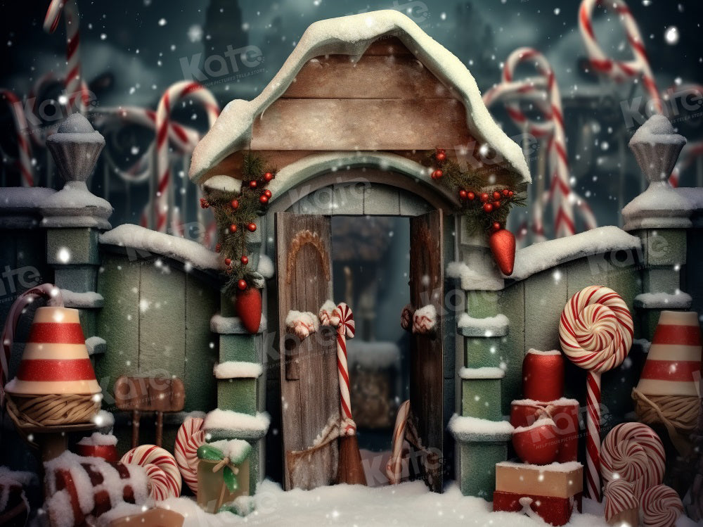 Kate Christmas Candy Winter Backdrop for Photography - Kate Backdrop AU