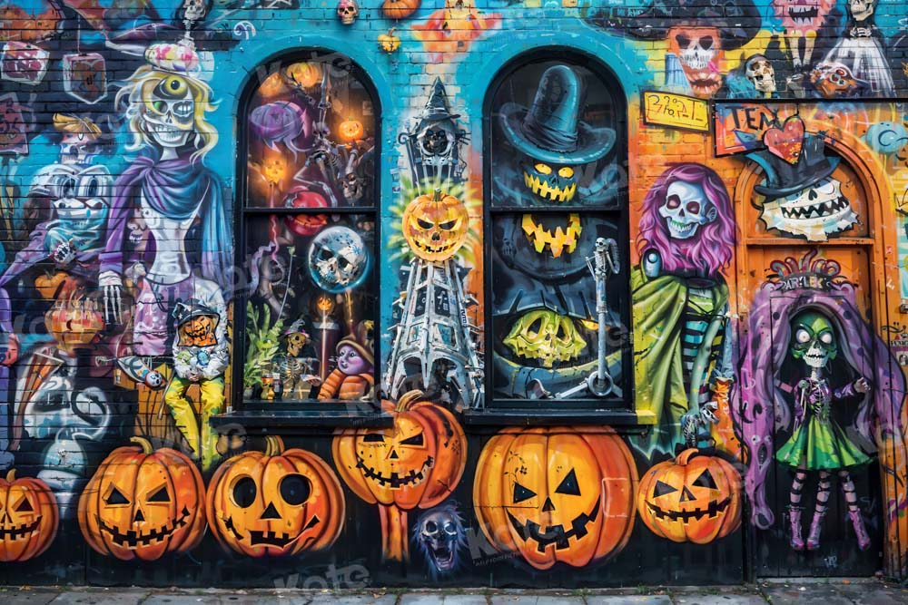 Kate Halloween Graffiti Brick Wall Backdrop Designed by Emetselch - Kate Backdrop AU