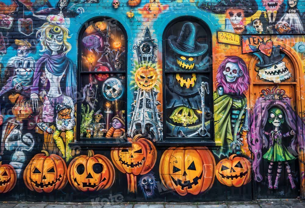 Kate Halloween Graffiti Brick Wall Backdrop Designed by Emetselch - Kate Backdrop AU