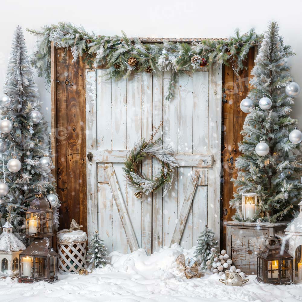 Kate Snow Christmas Tree Barn Door Backdrop Designed by Emetselch - Kate Backdrop AU