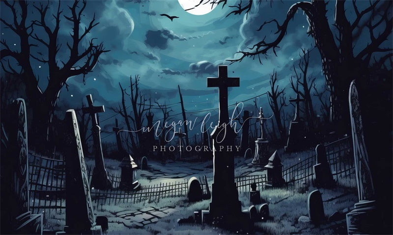 Kate Full Moon Graveyard Backdrop Designed by Megan Leigh Photography - Kate Backdrop AU
