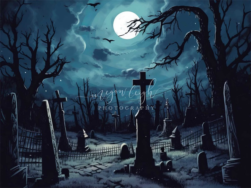 Kate Full Moon Graveyard Backdrop Designed by Megan Leigh Photography - Kate Backdrop AU
