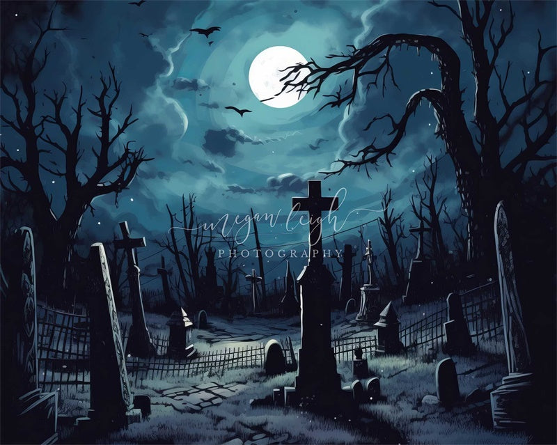 Kate Full Moon Graveyard Backdrop Designed by Megan Leigh Photography - Kate Backdrop AU