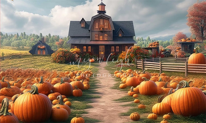 Kate Pumpkin Patch Farm House Backdrop Designed by Megan Leigh Photography - Kate Backdrop AU
