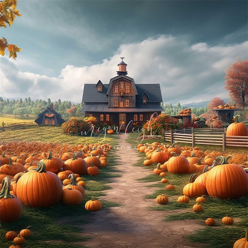 Kate Pumpkin Patch Farm House Backdrop Designed by Megan Leigh Photography - Kate Backdrop AU
