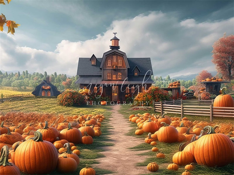 Kate Pumpkin Patch Farm House Backdrop Designed by Megan Leigh Photography - Kate Backdrop AU