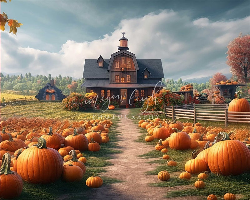 Kate Pumpkin Patch Farm House Backdrop Designed by Megan Leigh Photography - Kate Backdrop AU