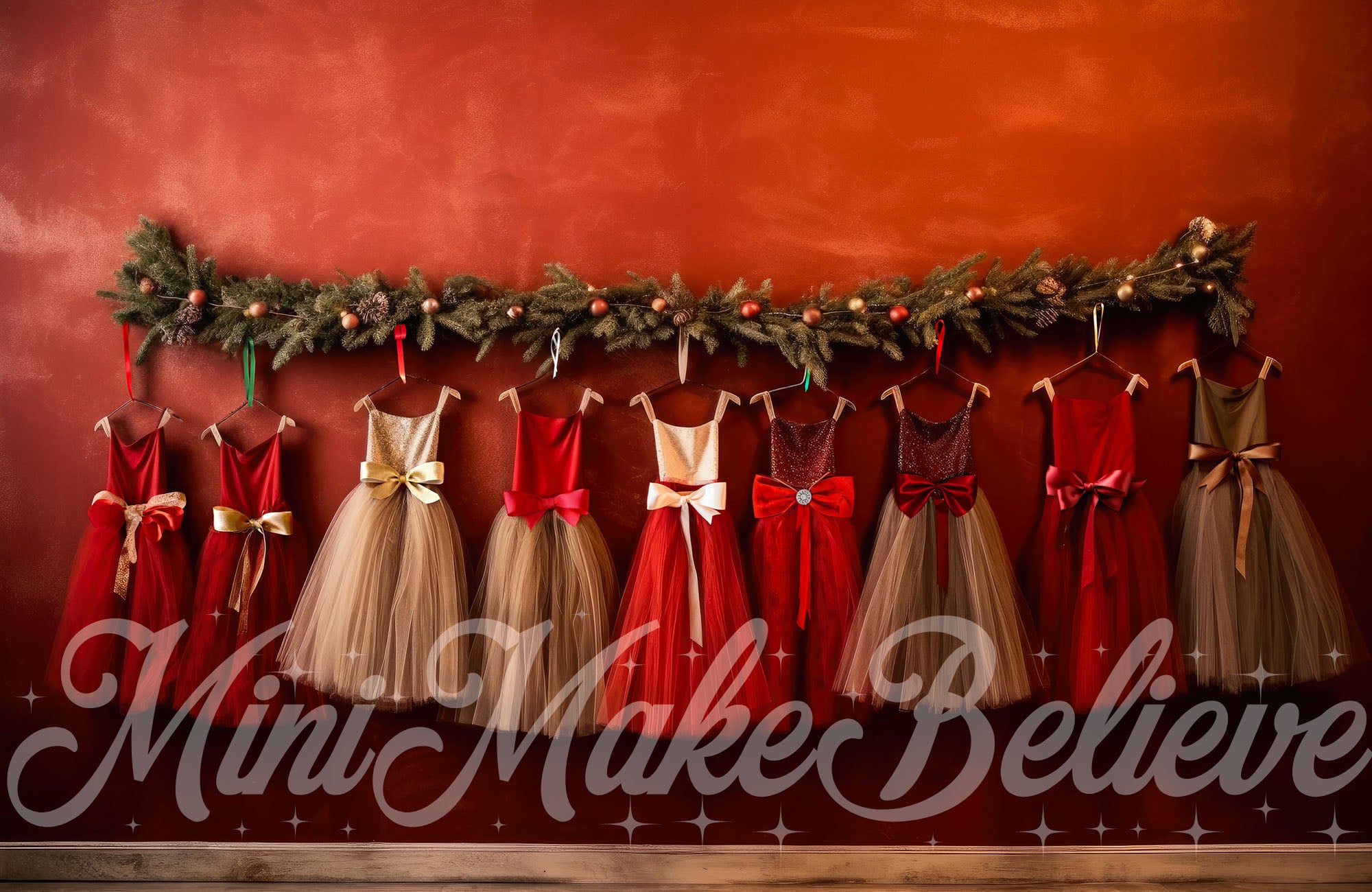 Kate Christmas Red Dresses Backdrop Designed by Mini MakeBelieve - Kate Backdrop AU