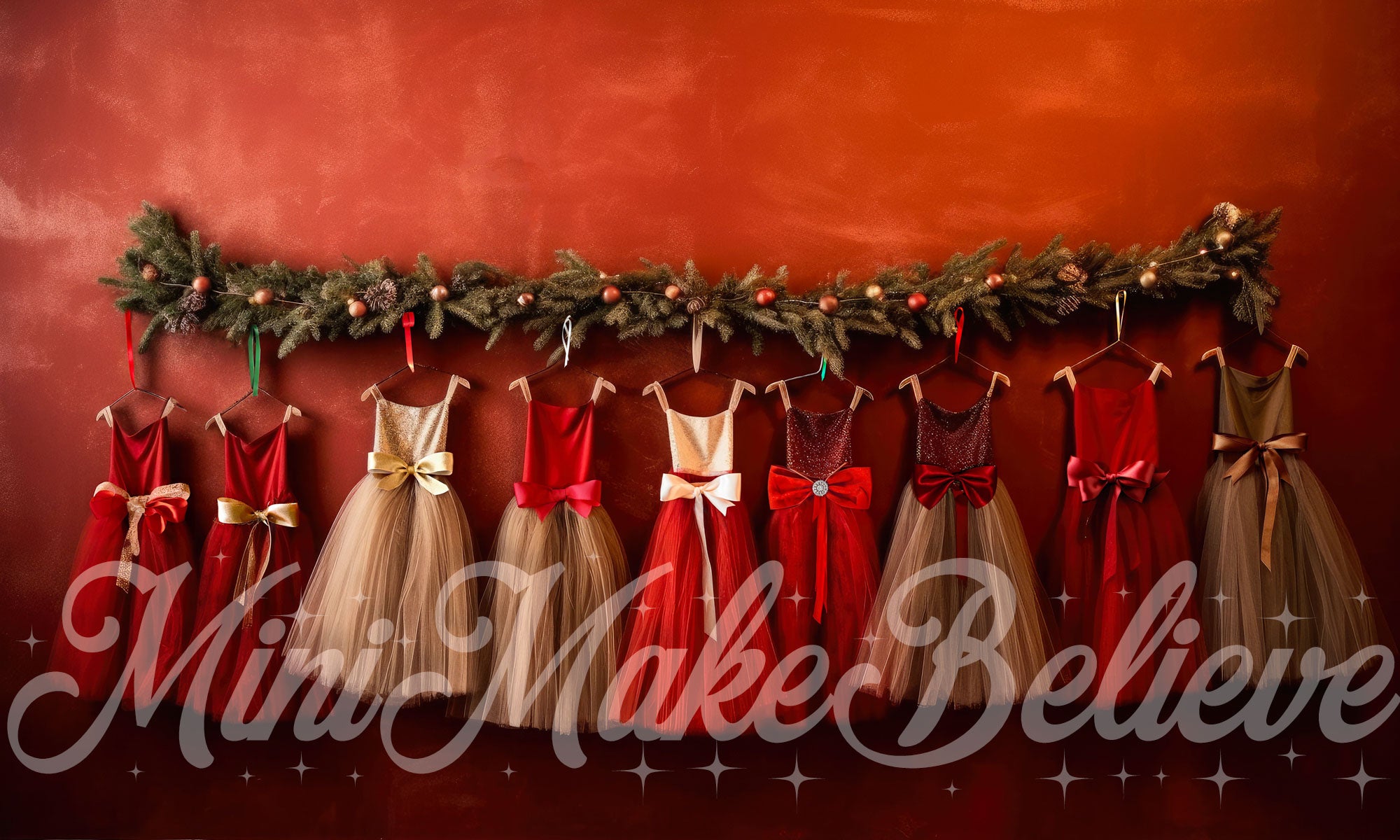 Kate Christmas Red Dresses Backdrop Designed by Mini MakeBelieve - Kate Backdrop AU