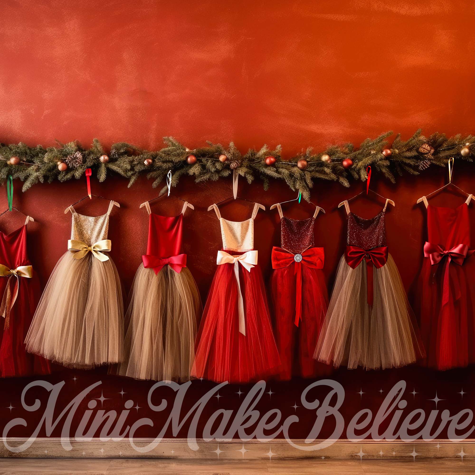 Kate Christmas Red Dresses Backdrop Designed by Mini MakeBelieve - Kate Backdrop AU