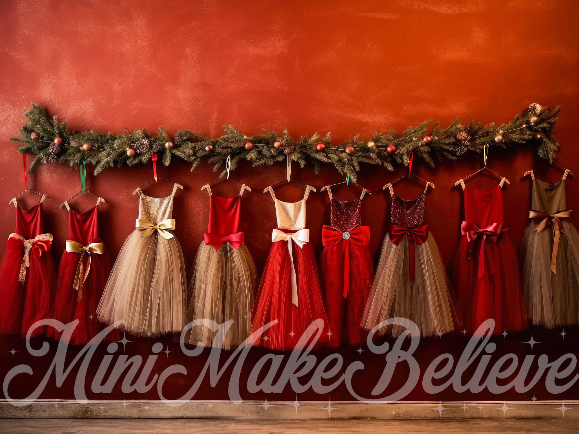 Kate Christmas Red Dresses Backdrop Designed by Mini MakeBelieve - Kate Backdrop AU