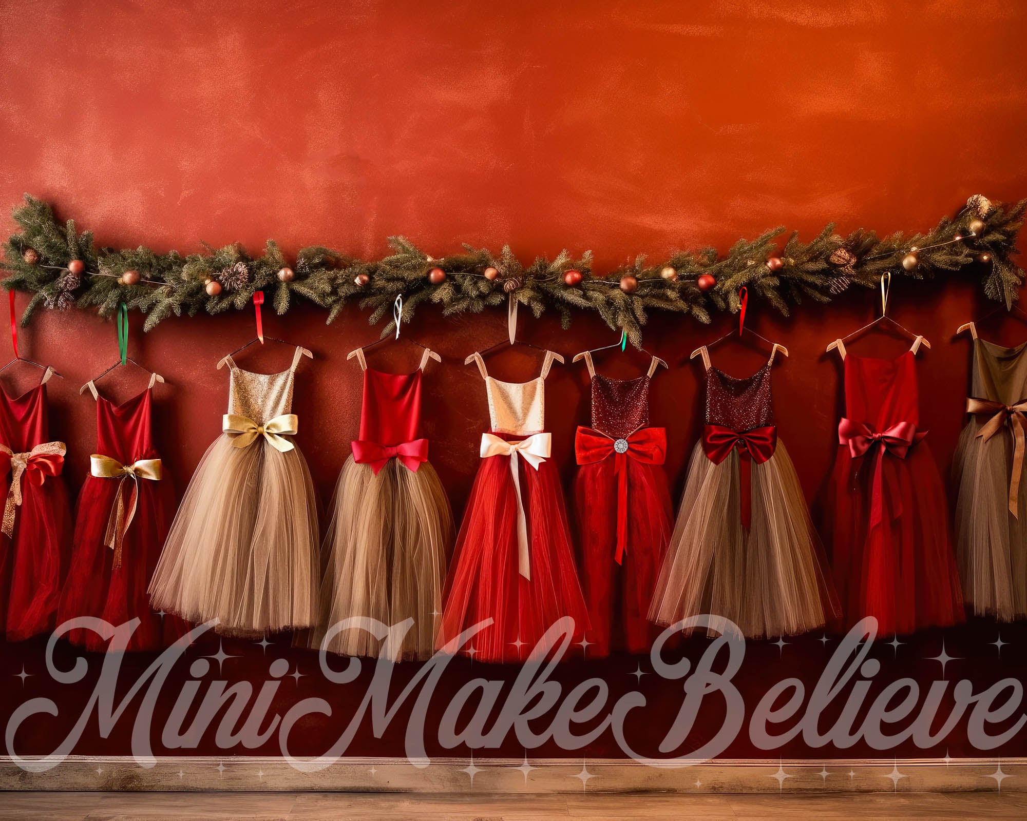 Kate Christmas Red Dresses Backdrop Designed by Mini MakeBelieve - Kate Backdrop AU