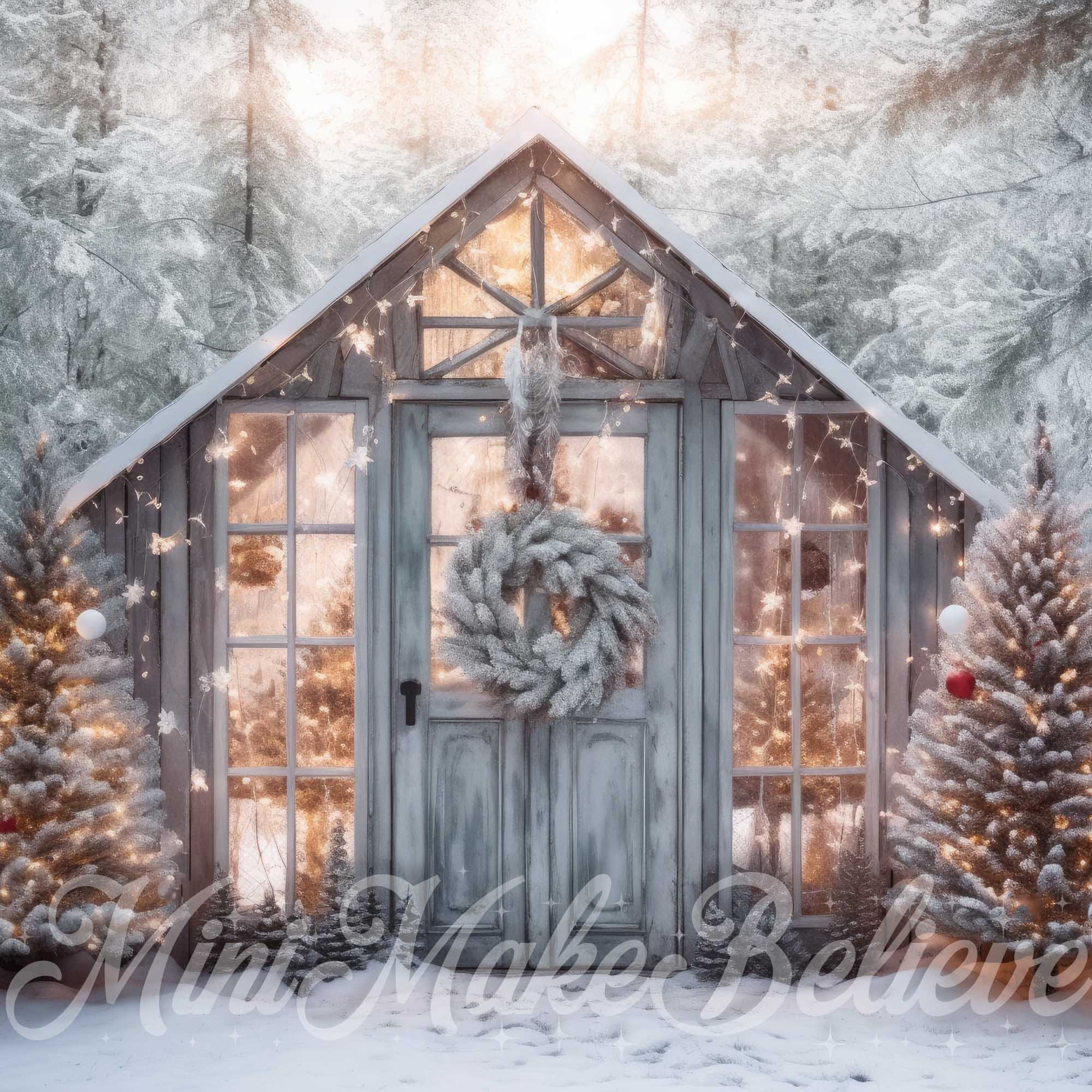 Kate Christmas Winter Greenhouse Sunset Backdrop Designed by Mini MakeBelieve - Kate Backdrop AU