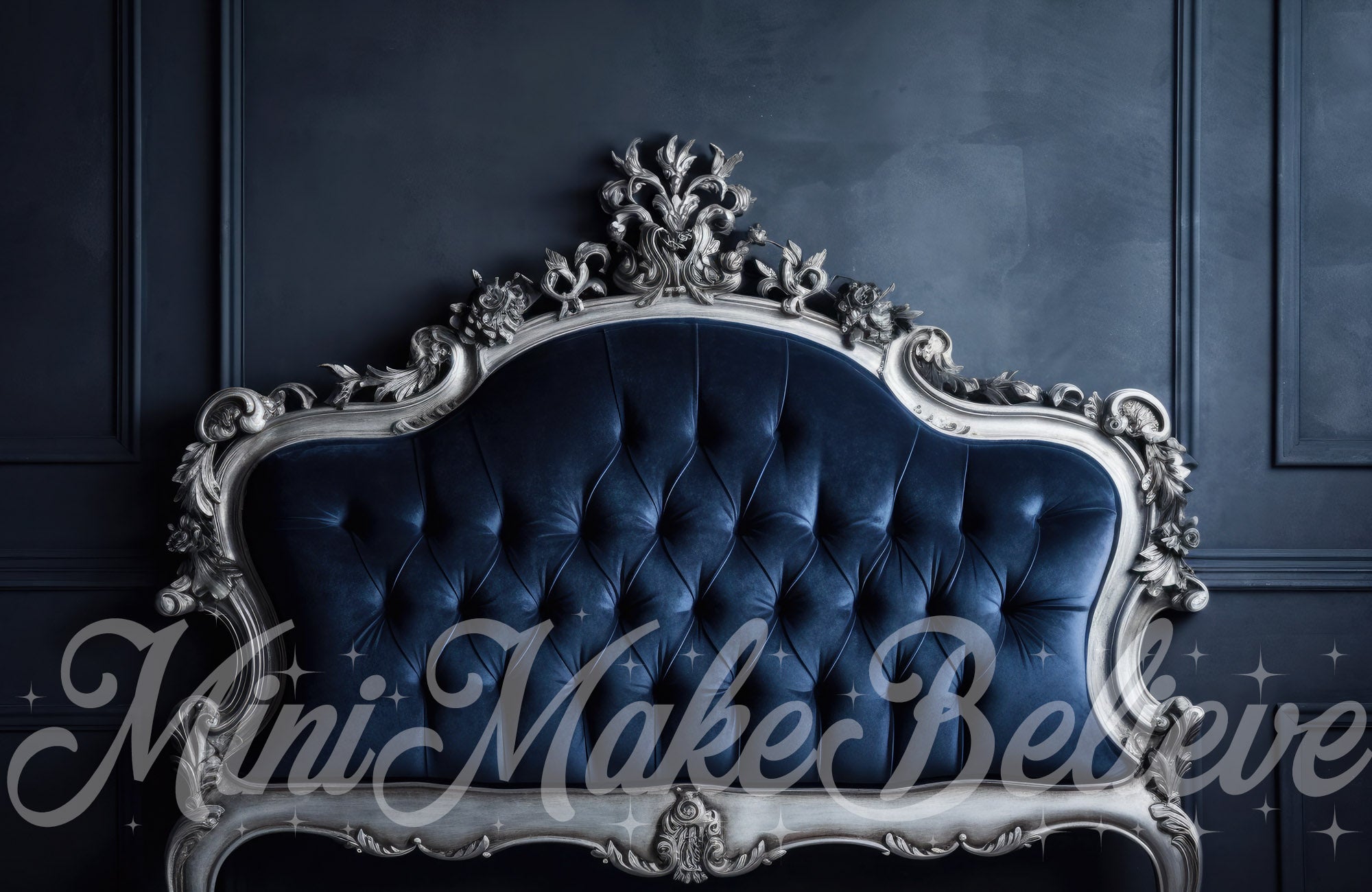 Kate Fancy Navy Blue Hannukah Headboard Backdrop Designed by Mini MakeBelieve - Kate Backdrop AU