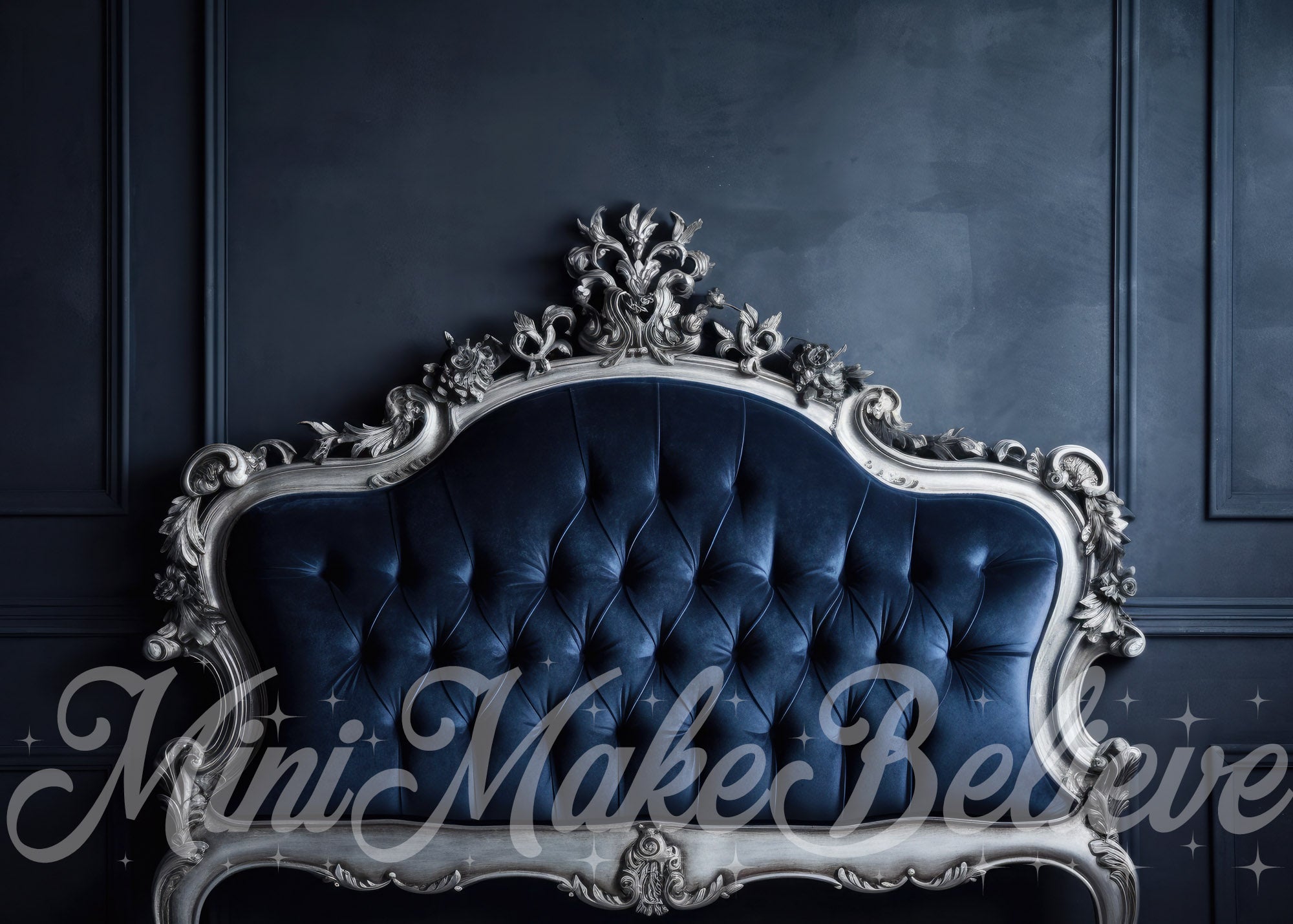 Kate Fancy Navy Blue Hannukah Headboard Backdrop Designed by Mini MakeBelieve - Kate Backdrop AU