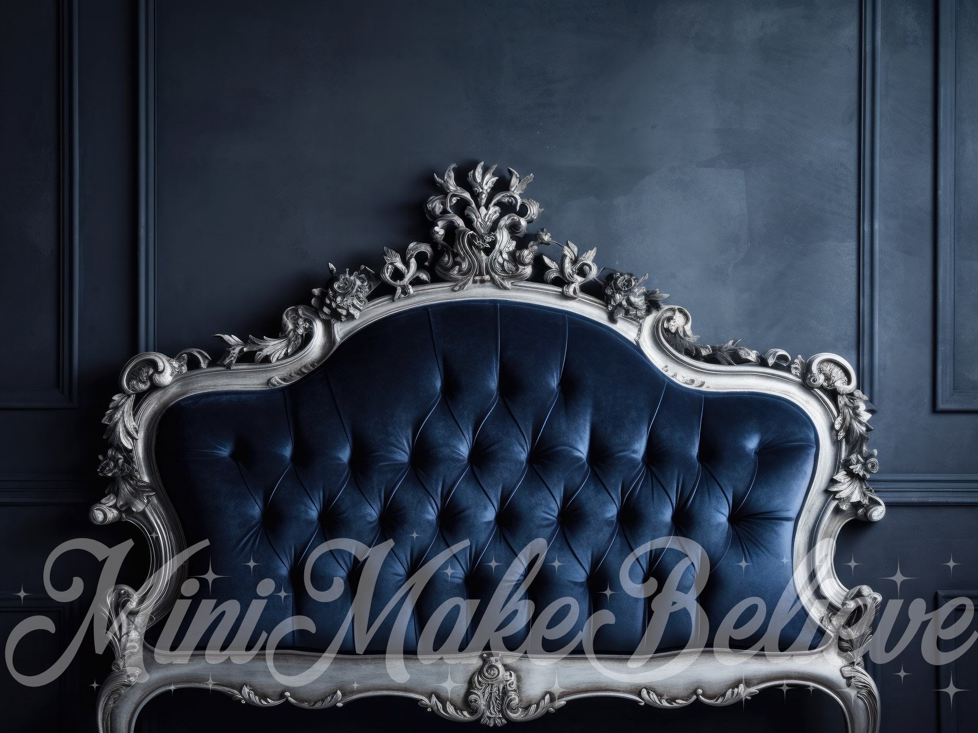Kate Fancy Navy Blue Hannukah Headboard Backdrop Designed by Mini MakeBelieve - Kate Backdrop AU