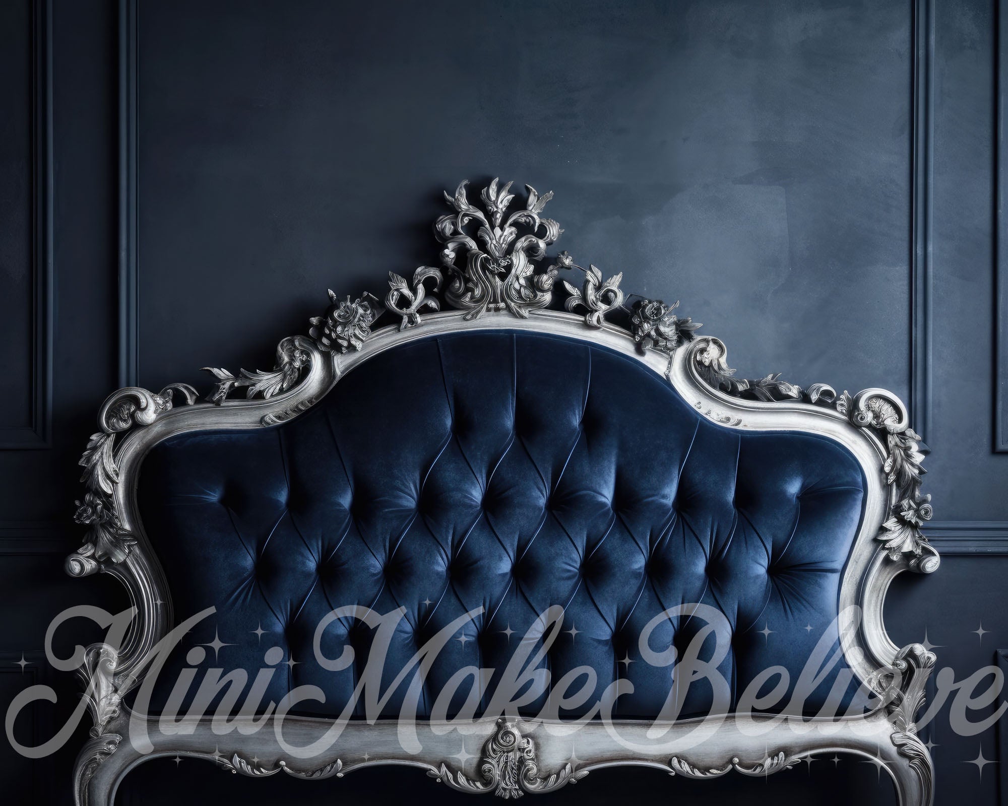 Kate Fancy Navy Blue Hannukah Headboard Backdrop Designed by Mini MakeBelieve - Kate Backdrop AU