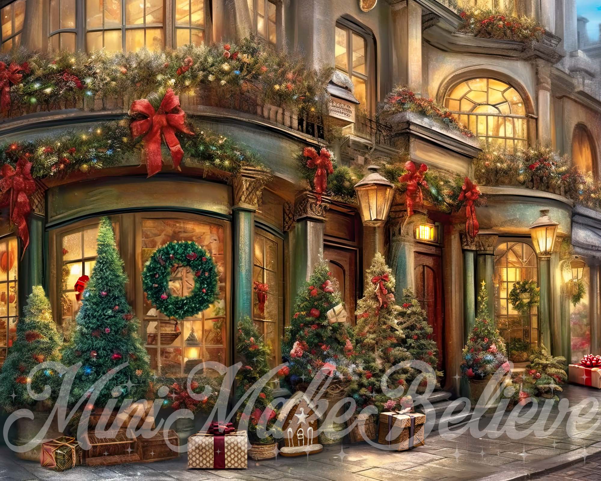Kate Painterly Christmas Winter Village Backdrop Designed by Mini MakeBelieve - Kate Backdrop AU