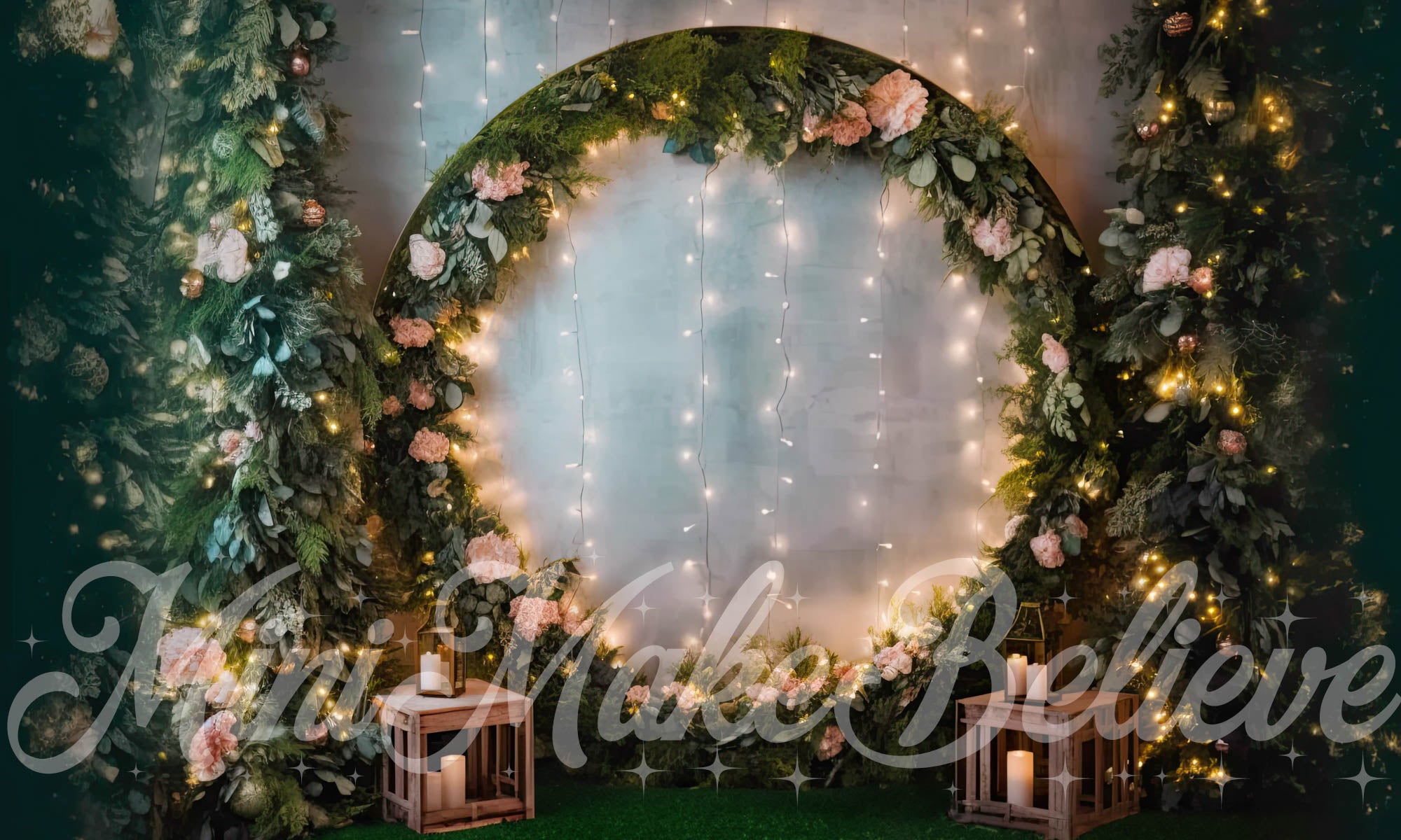 Kate Soft Floral Circular Arch Lights Backdrop Designed by Mini MakeBelieve - Kate Backdrop AU