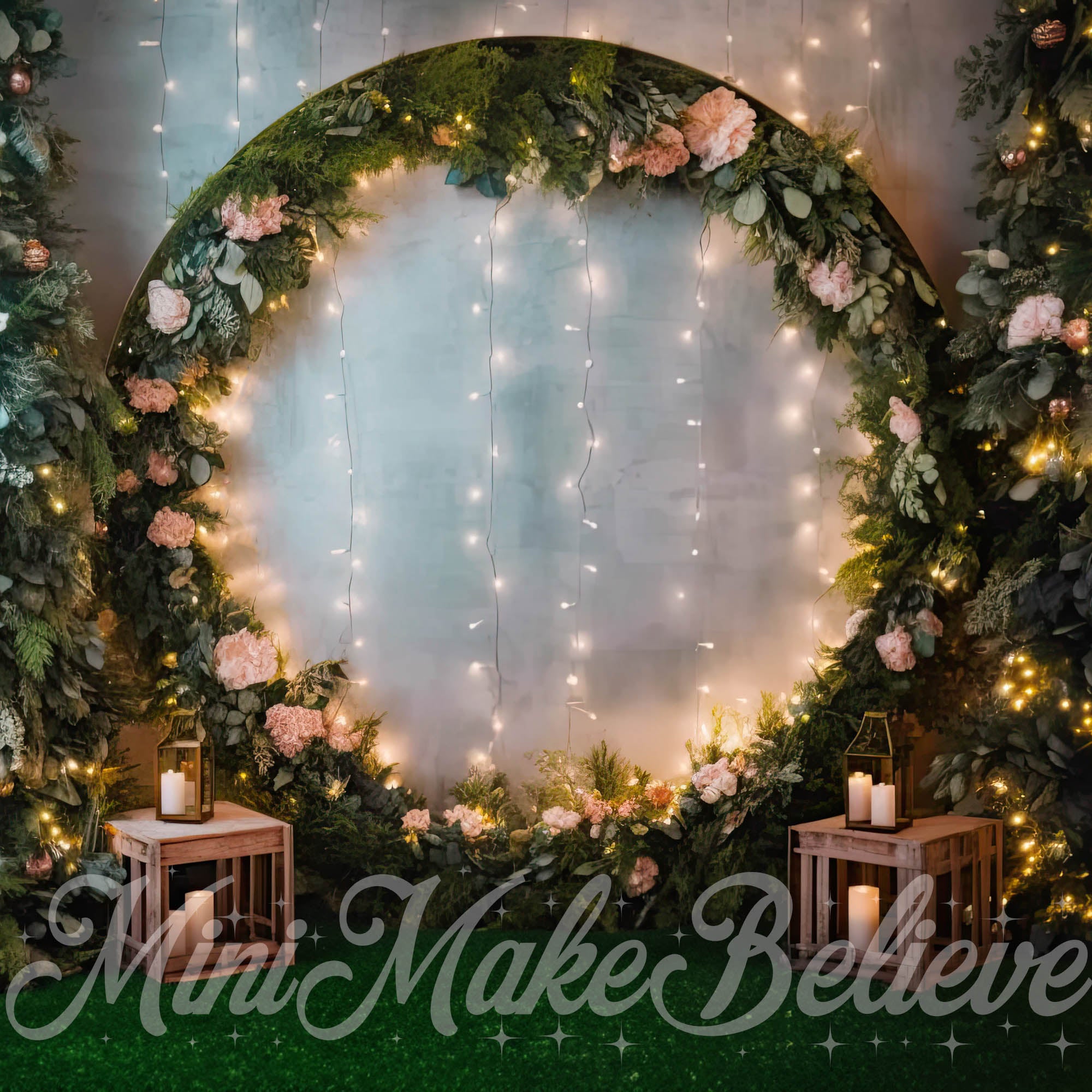 Kate Soft Floral Circular Arch Lights Backdrop Designed by Mini MakeBelieve - Kate Backdrop AU