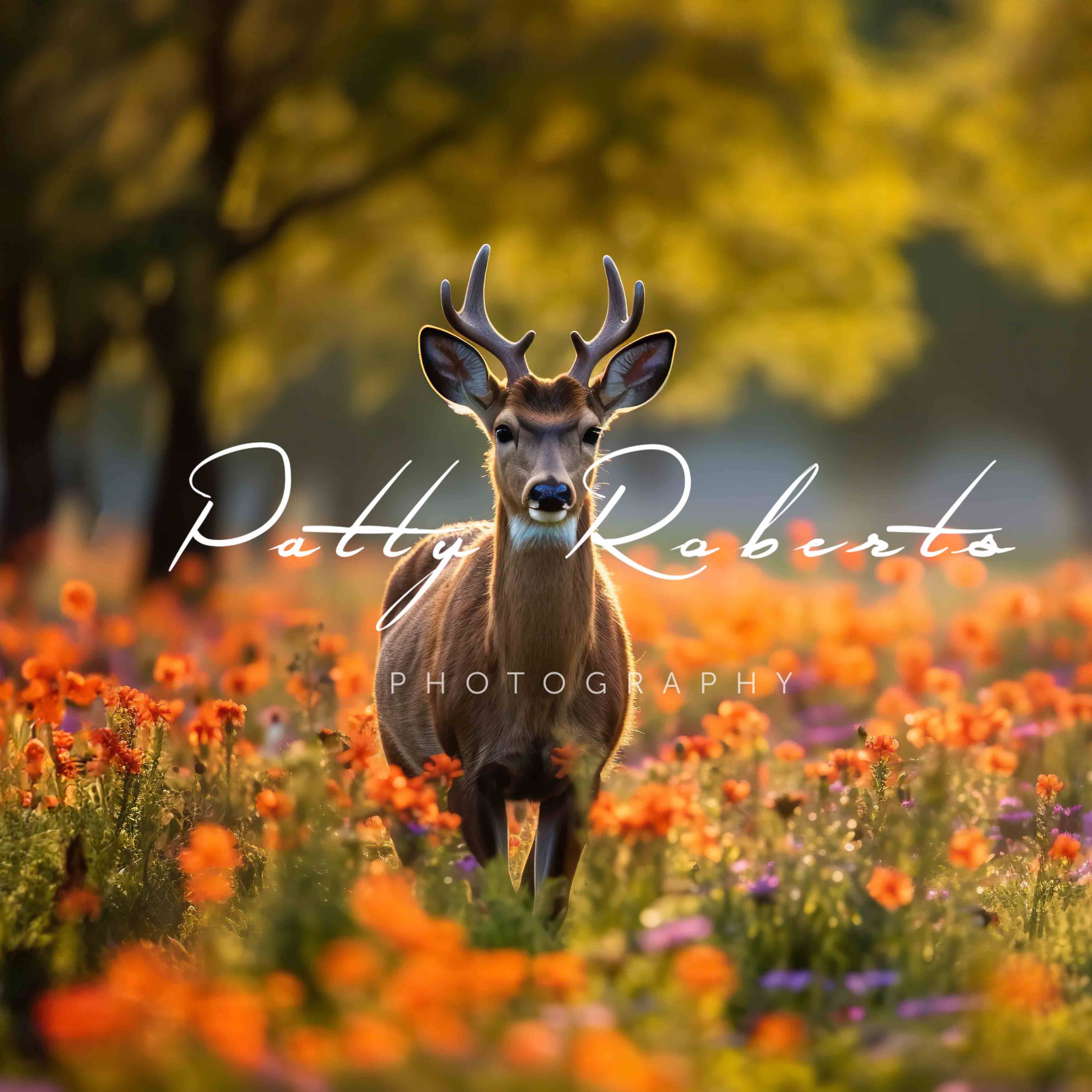 Kate Deer in poppies Backdrop Designed by Patty Robertss - Kate Backdrop AU