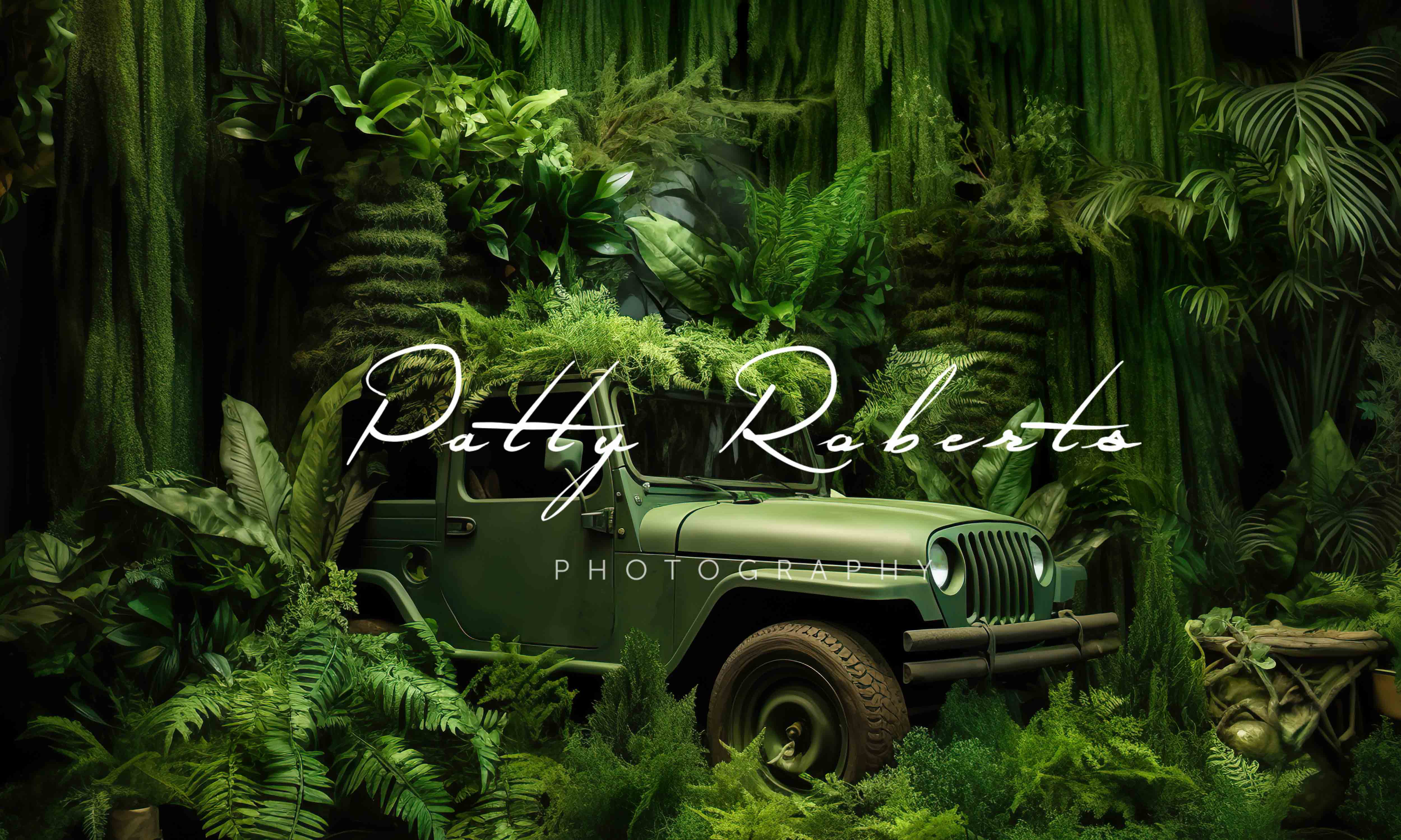 Kate Green Jeep in Jungle Backdrop Designed by Patty Robertss - Kate Backdrop AU