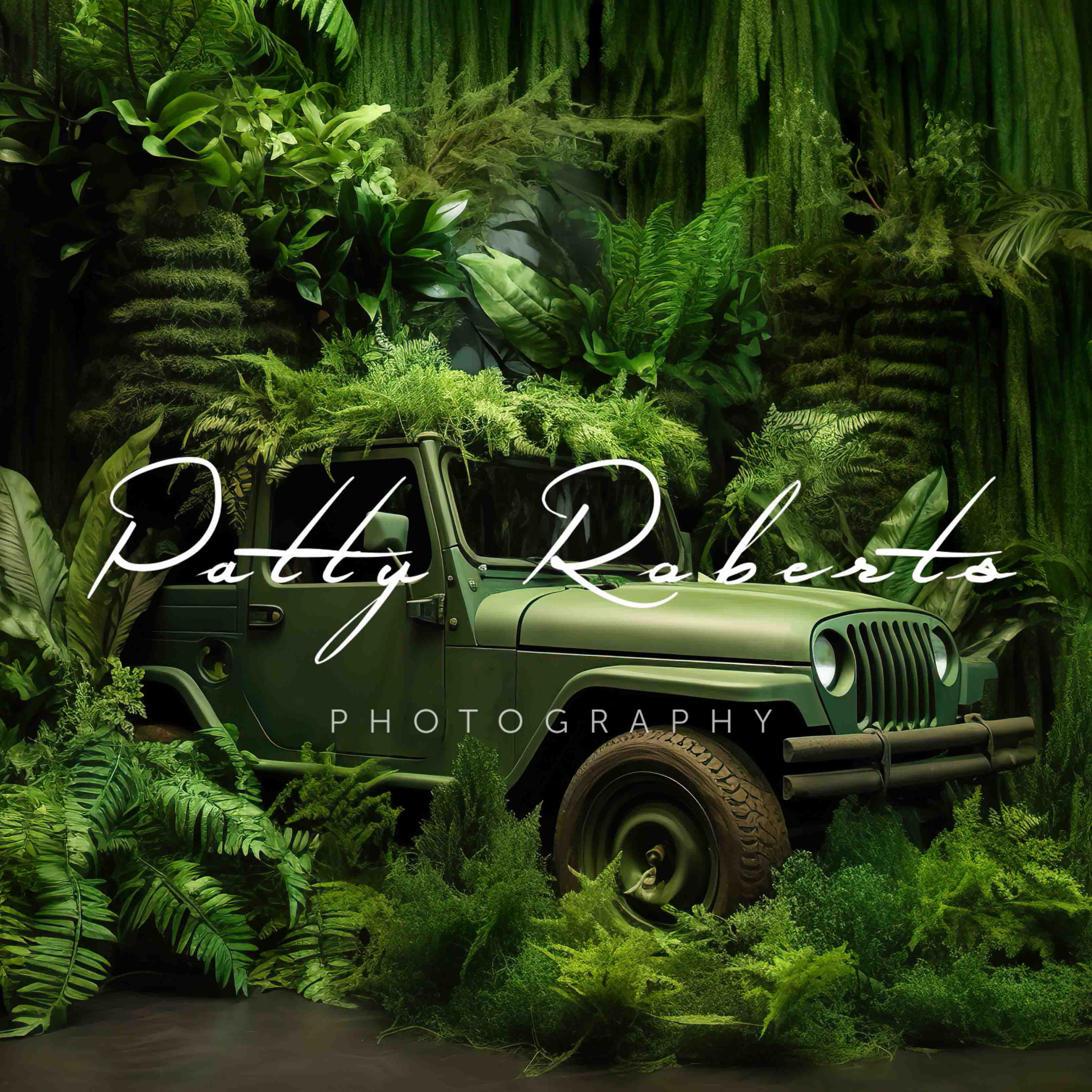 Kate Green Jeep in Jungle Backdrop Designed by Patty Robertss - Kate Backdrop AU