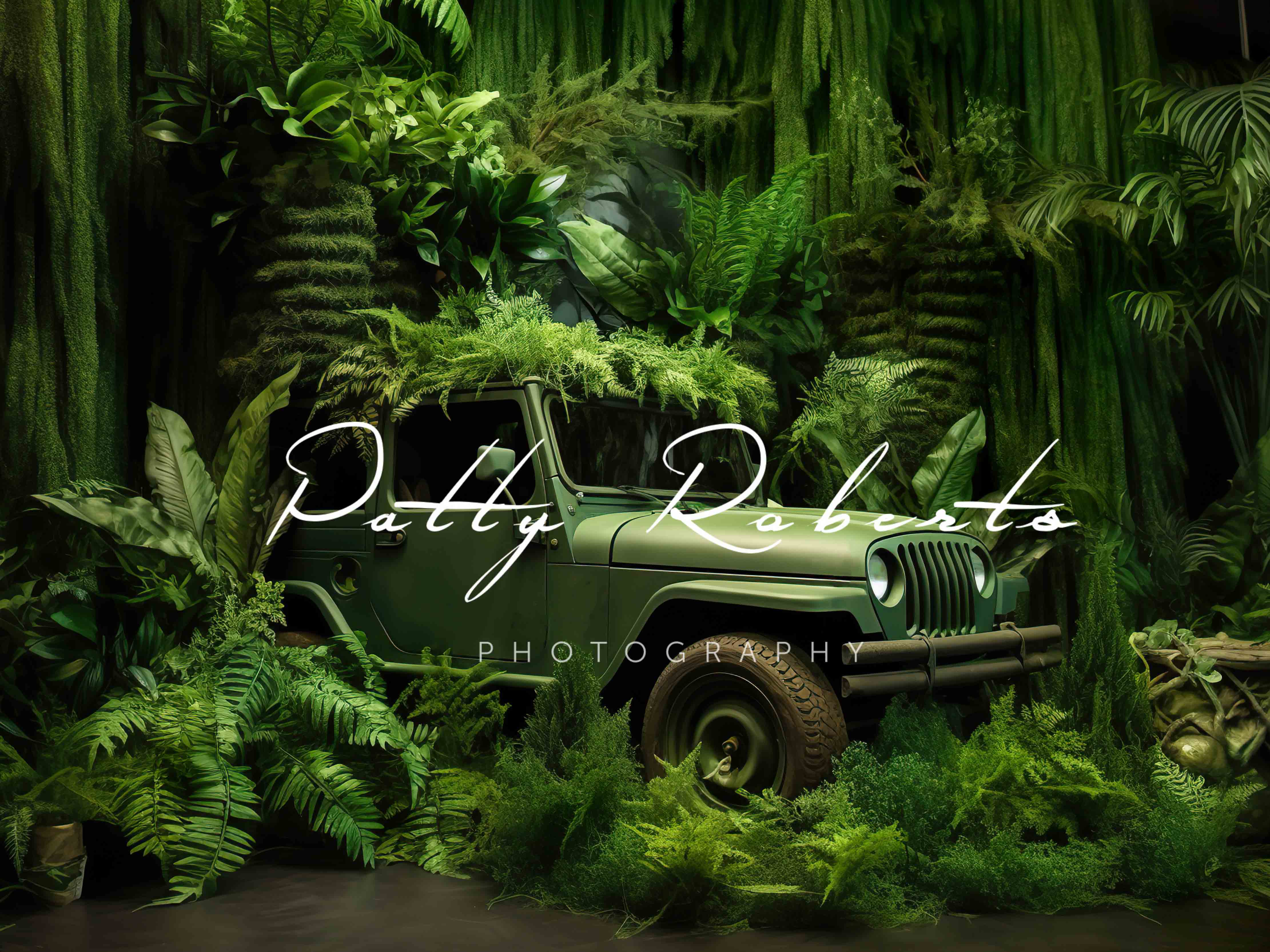 Kate Green Jeep in Jungle Backdrop Designed by Patty Robertss - Kate Backdrop AU