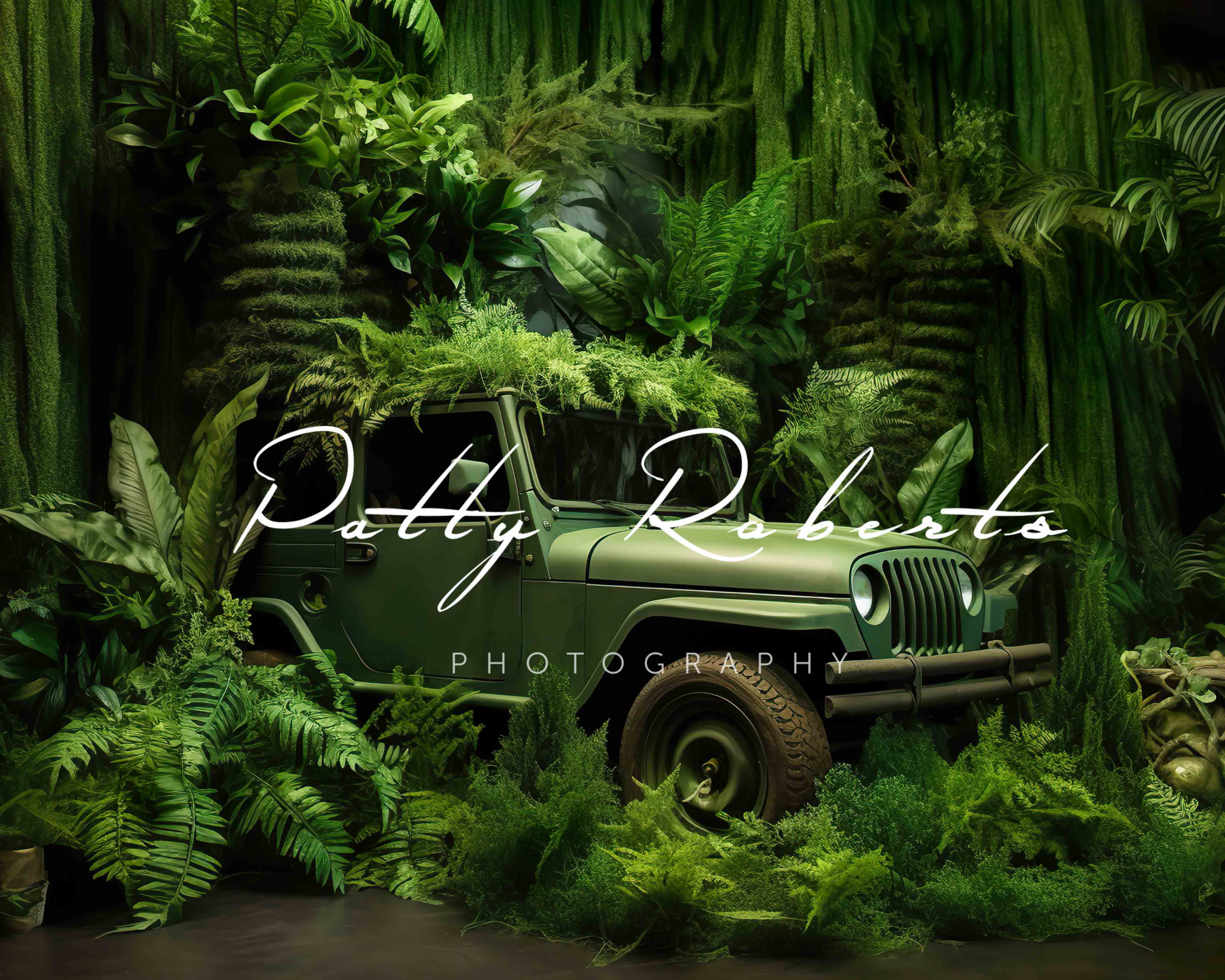 Kate Green Jeep in Jungle Backdrop Designed by Patty Robertss - Kate Backdrop AU