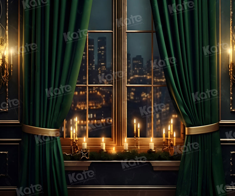 Kate City Night Window Green Backdrop for Photography - Kate Backdrop AU