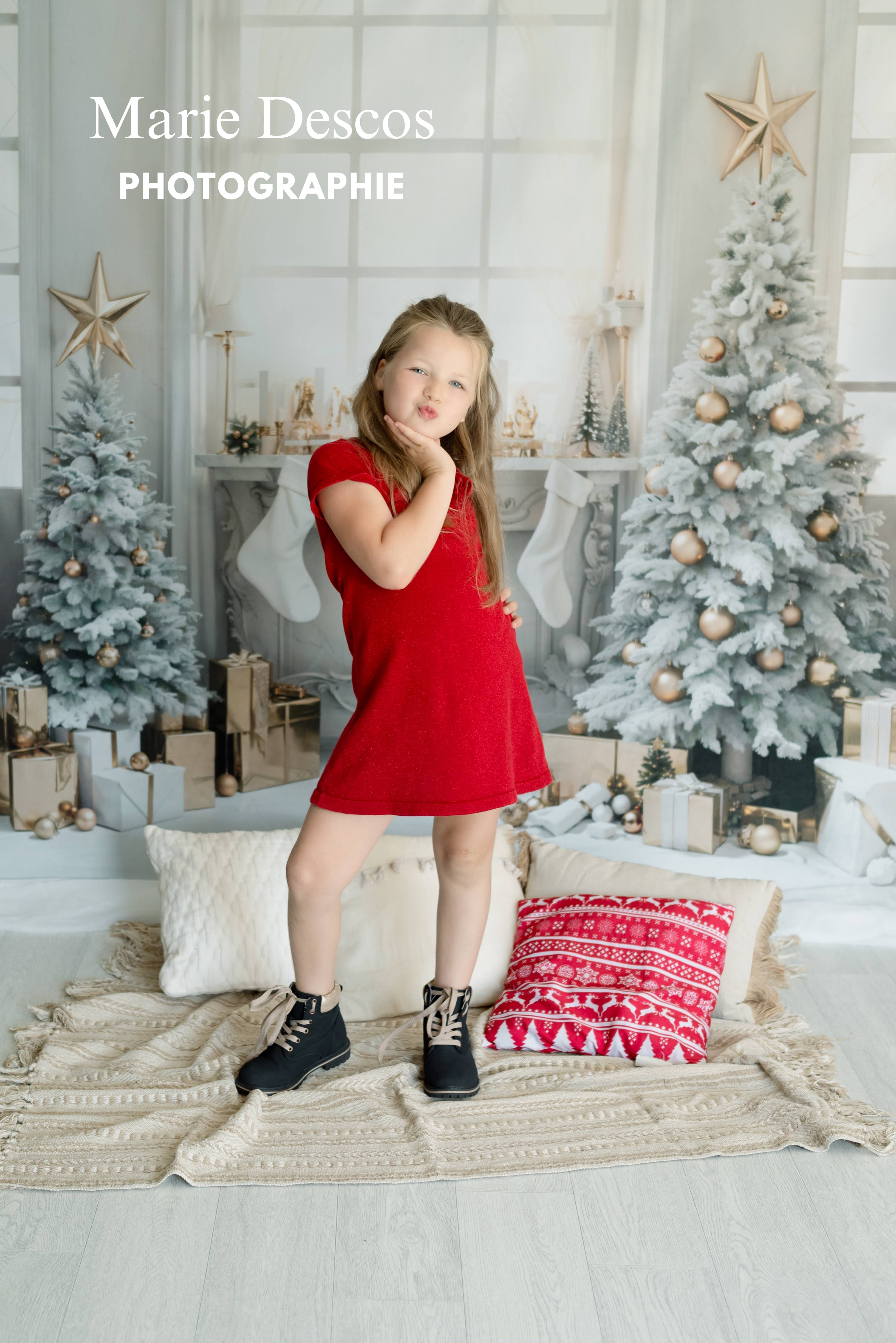 Kate Christmas Tree Gift Backdrop Room Window White Socks Designed by Chain Photography - Kate Backdrop AU