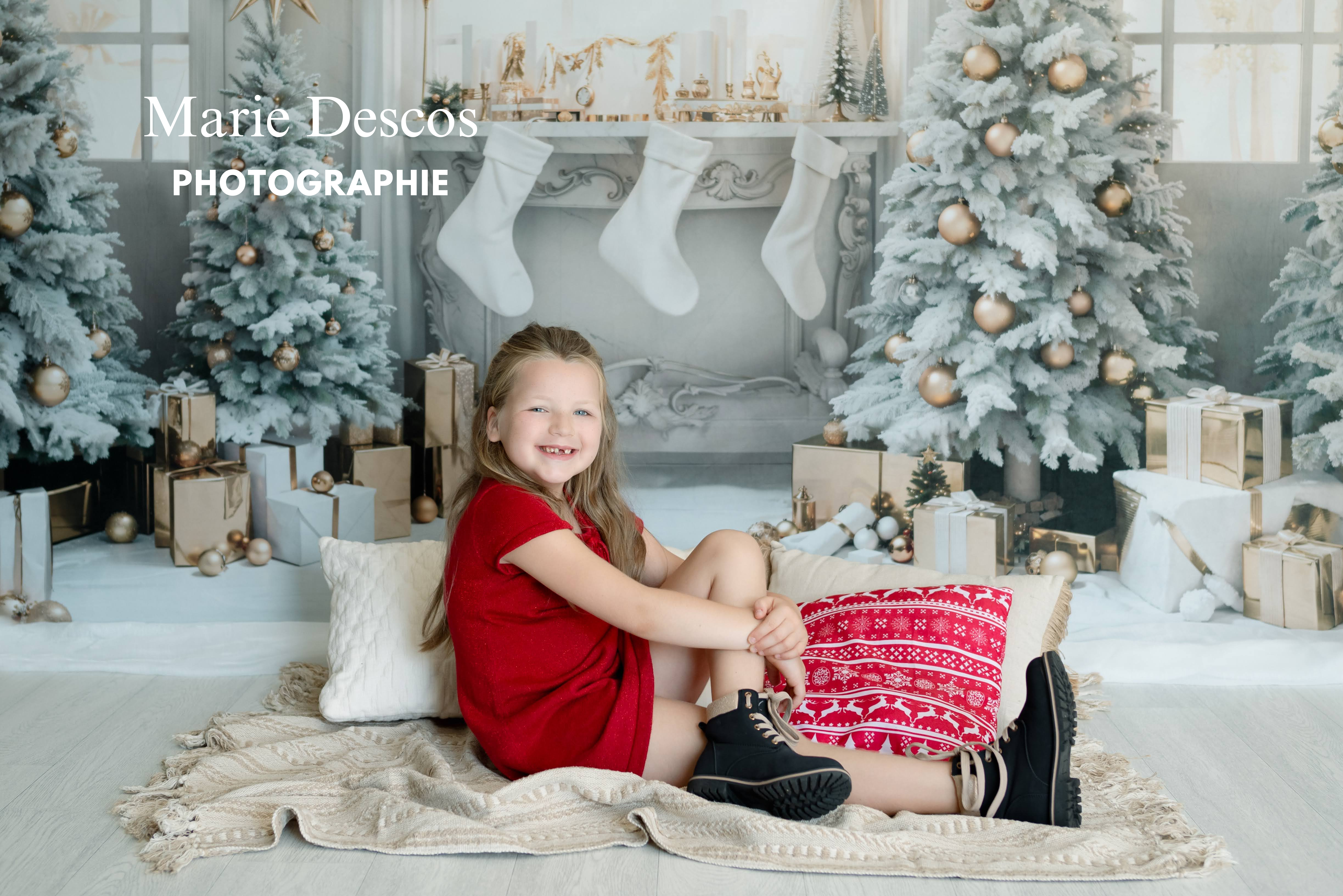 Kate Christmas Tree Gift Backdrop Room Window White Socks Designed by Chain Photography - Kate Backdrop AU