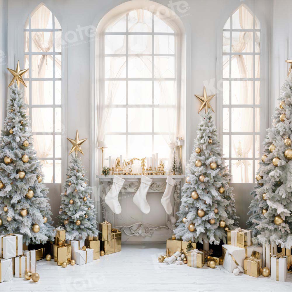 Kate Christmas Tree Gift Backdrop Room Window White Socks Designed by Chain Photography - Kate Backdrop AU