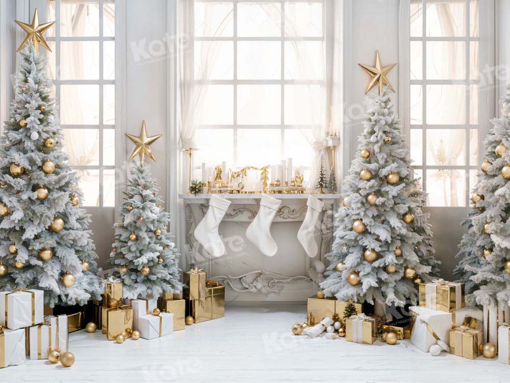 Kate Christmas Tree Gift Backdrop Room Window White Socks Designed by Chain Photography - Kate Backdrop AU