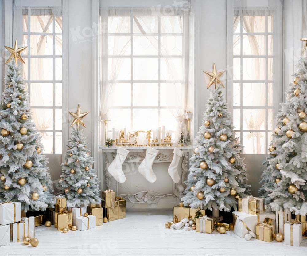 Kate Christmas Tree Gift Backdrop Room Window White Socks Designed by Chain Photography - Kate Backdrop AU