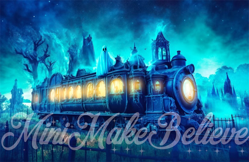 Kate Halloween Ghost Train Backdrop Designed by Mini MakeBelieve - Kate Backdrop AU