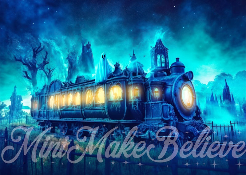 Kate Halloween Ghost Train Backdrop Designed by Mini MakeBelieve - Kate Backdrop AU