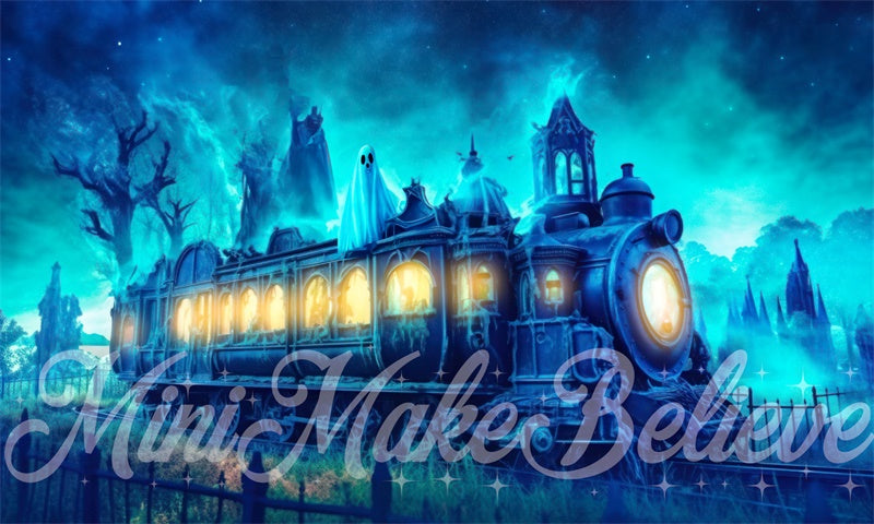 Kate Halloween Ghost Train Backdrop Designed by Mini MakeBelieve - Kate Backdrop AU