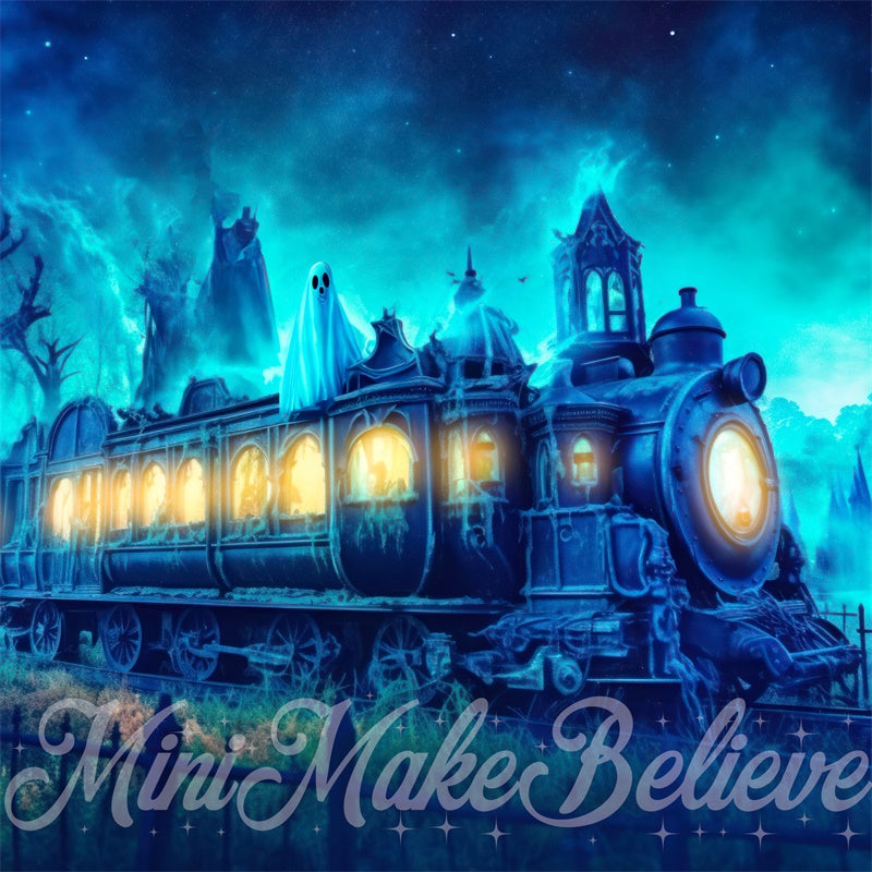 Kate Halloween Ghost Train Backdrop Designed by Mini MakeBelieve - Kate Backdrop AU