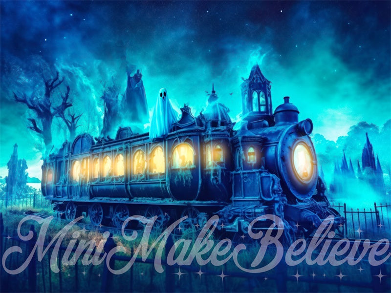 Kate Halloween Ghost Train Backdrop Designed by Mini MakeBelieve - Kate Backdrop AU