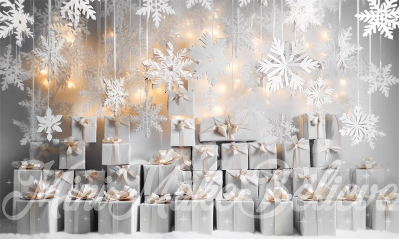 Kate Paper Snowflakes Wrapped Gifts Backdrop Designed by Mini MakeBelieve - Kate Backdrop AU
