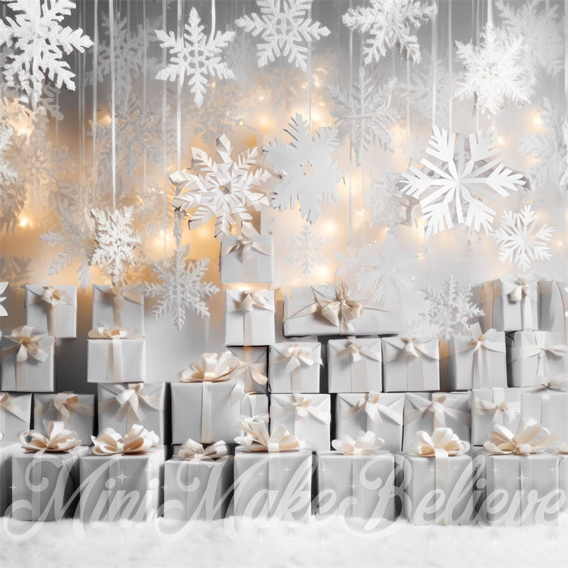 Kate Paper Snowflakes Wrapped Gifts Backdrop Designed by Mini MakeBelieve - Kate Backdrop AU