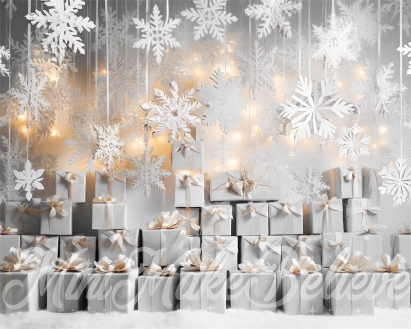 Kate Paper Snowflakes Wrapped Gifts Backdrop Designed by Mini MakeBelieve - Kate Backdrop AU