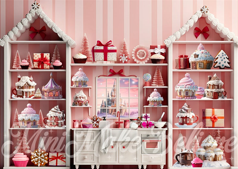 Kate Pink Cupcake Cocoa Kitchen Backdrop Designed by Mini MakeBelieve - Kate Backdrop AU